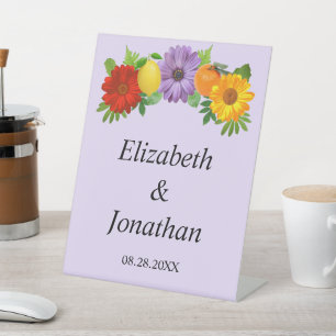 Citrus Floral Garden Wedding Pedestal Sign