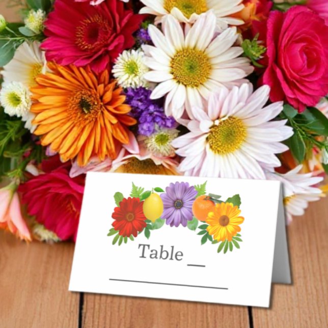 Citrus Floral Garden Wedding Place Card (Creator Uploaded)