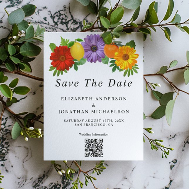 Citrus Floral Garden Wedding Save The Date (Creator Uploaded)