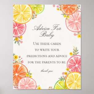 Citrus Floral Little Cutie Advice for Baby Game Poster