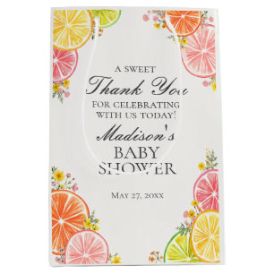 Citrus Floral Little Cutie Baby Shower Favours Medium Gift Bag