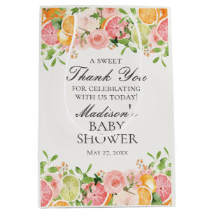 Citrus Floral Little Cutie Baby Shower Favours Medium Gift Bag