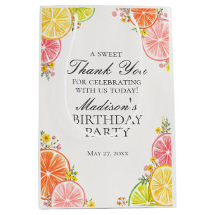 Citrus Floral Little Cutie Birthday Party Favours Medium Gift Bag