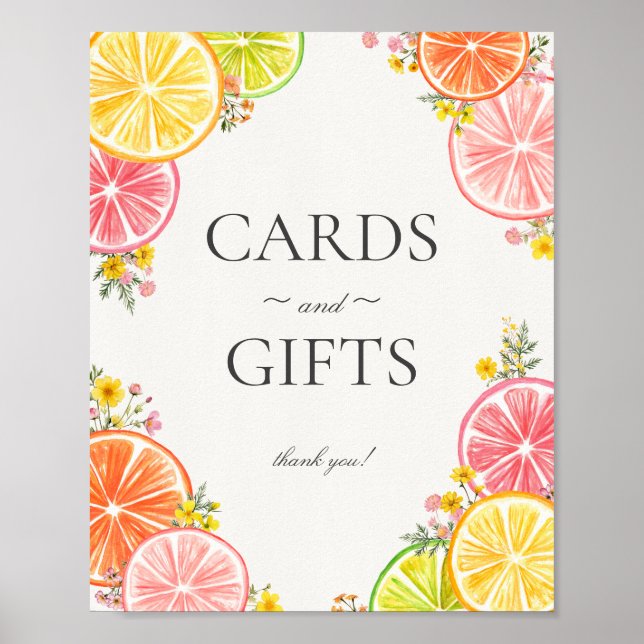 Citrus Floral Little Cutie Cards and Gifts Sign (Front)