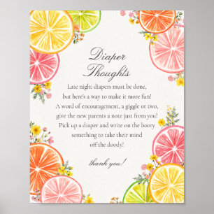Citrus Floral Little Cutie Diaper Thoughts Game Poster