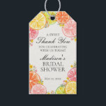 Citrus Floral Main Squeeze Bridal Shower Favours Gift Tags<br><div class="desc">She found her main squeeze! Brighten up your summer celebration with our fresh Citrus Floral party collection. The zesty citrus fruits and vibrant orange and pink wildflowers brings a refreshing burst of colour to any event, creating a lively and cheerful atmosphere. ★ Let me help you plan your next party!...</div>