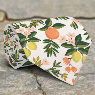 Citrus Floral Orange Lemon Leaves Wild Nature Tie