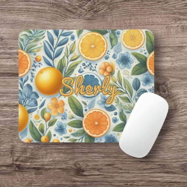 Citrus Floral Pattern Vibrant Botanical Summer Mouse Mat (Creator Uploaded)