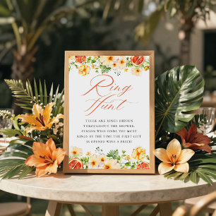 Citrus Floral Ring Hunt Bridal Shower Game Poster