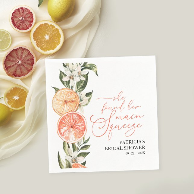 Citrus Floral Summer Bridal Shower Napkin (Creator Uploaded)