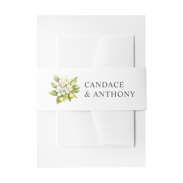 Citrus Floral Wedding Invitation Belly Band (Front Example)
