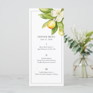 Citrus Floral Wedding Menu Cards
