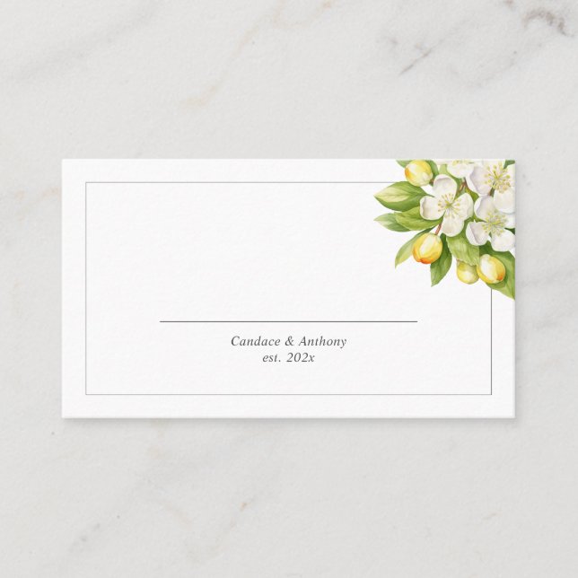 Citrus Floral Wedding Place Card (Front)