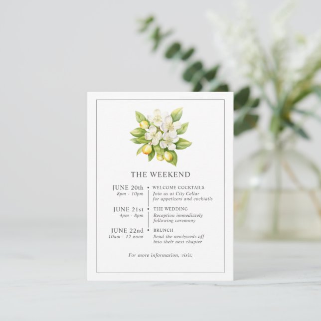 Citrus Floral Wedding Timeline Enclosure Cards (Standing Front)