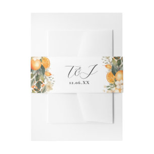 Citrus Florals Wedding Cutlery Band Oranges Flower Invitation Belly Band