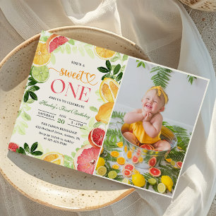 Citrus Fruit 1st Birthday Photo Invitation
