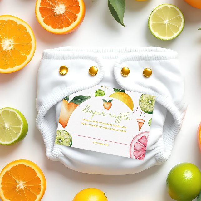 Citrus Fruit Baby Shower Diaper Raffle Enclosure Card (Citrus Baby Shower Diaper Raffle Card)