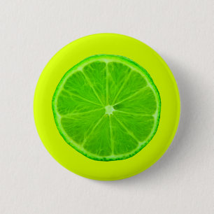 Citrus Fruit, Bright Green Slice of Lime 6 Cm Round Badge