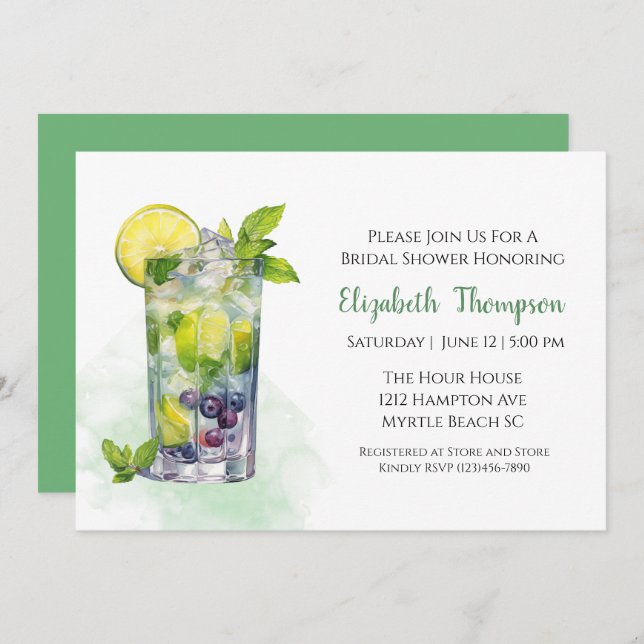 Citrus Fruit Drink Cocktail  Bridal Shower   Invitation (Front/Back)