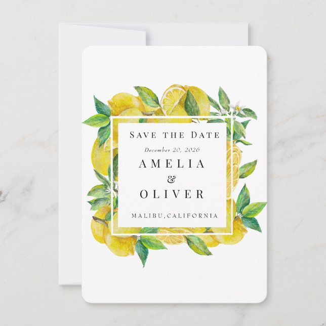 Citrus Fruit | Elegant Wedding Save the Date  Invitation (Front)