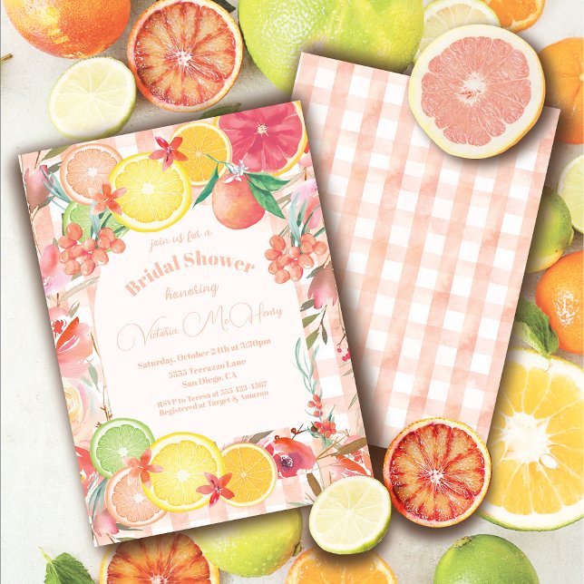 Citrus Fruit & Flowers Bridal Shower Invitation (Creator Uploaded)