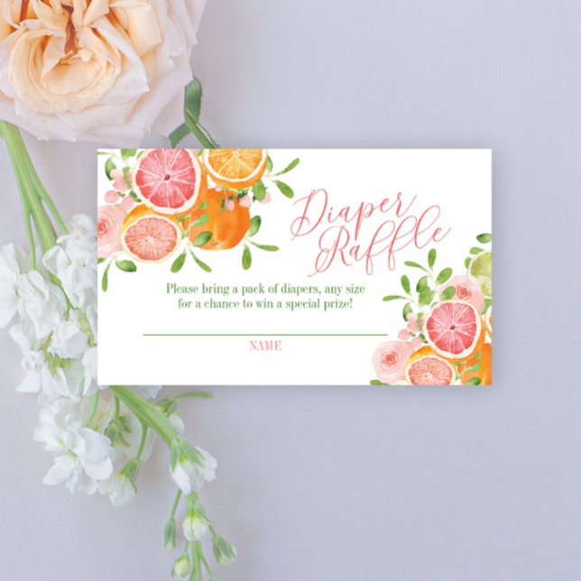 Citrus Fruit & Flowers Diaper Raffle Enclosure Card (Creator Uploaded)