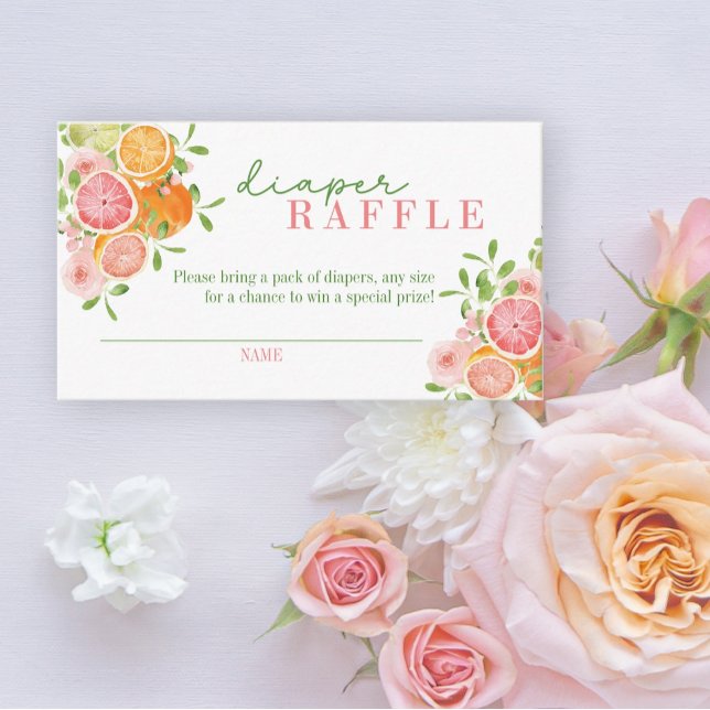 Citrus Fruit & Flowers Diaper Raffle Enclosure Card (Creator Uploaded)