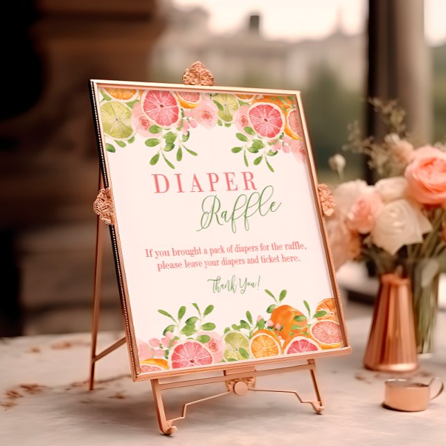 Citrus Fruit & Flowers Diaper Raffle Table Sign (Creator Uploaded)