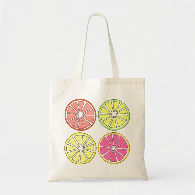 Citrus Fruit (Grapefruit Lemon Lime Orange) Tote (Front)