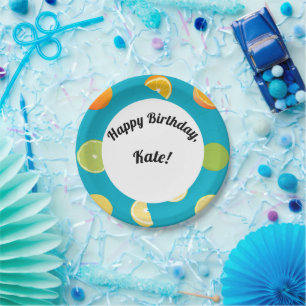 Citrus Fruit Happy Birthday Paper Plate