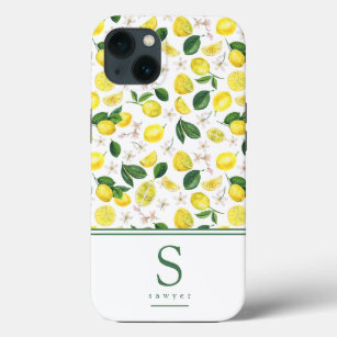 Citrus Fruit Lemon Pattern Monogram  Case-Mate iPhone Case