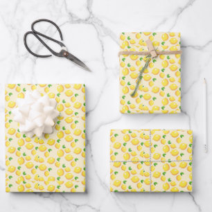 Citrus fruit, lemons, fresh and bright wrapping paper sheet