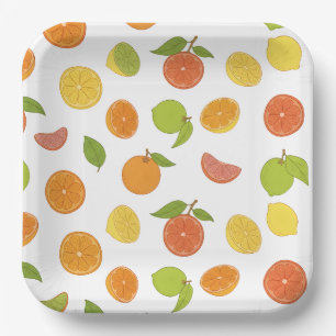 Citrus fruit pattern paper plate