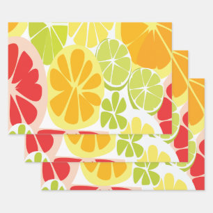 Citrus Fruit Pattern Wrapping Paper Sheet