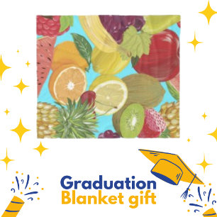 Citrus Fruit Picture Cool Drawing Illustration Fleece Blanket