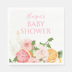 Citrus Fruit Pink Baby Shower Napkin