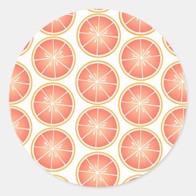 Citrus Fruit Print - Grapefruit Classic Round Sticker (Front)