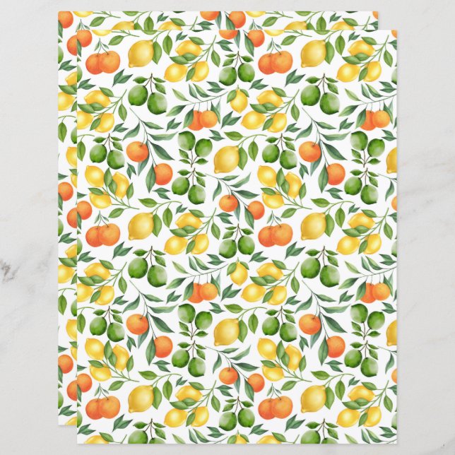 Citrus Fruit Scrapbook Paper (Front/Back)