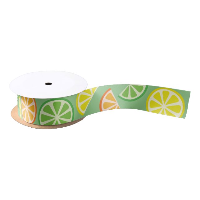 Citrus Fruit Slice Lemon Lime Orange Ribbon Satin Ribbon (Spool)