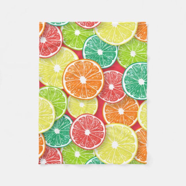Citrus fruit slices pop art 2 fleece blanket (Front)