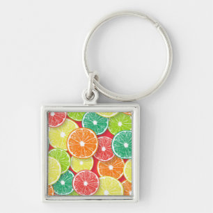 Citrus fruit slices pop art 2 key ring