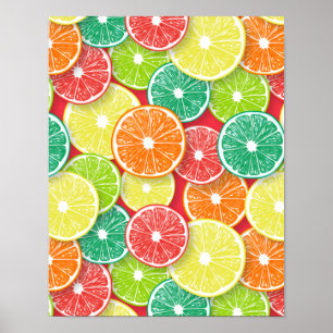 Citrus fruit slices pop art 2 poster