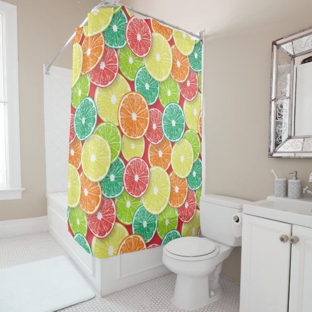 Citrus fruit slices pop art 2 shower curtain (In Situ)