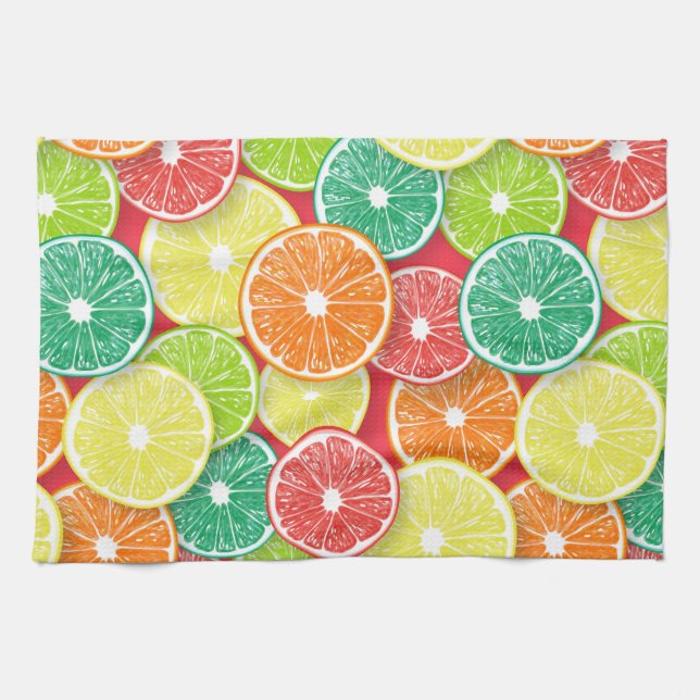Citrus fruit slices pop art 2 tea towel (Horizontal)