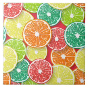 Citrus fruit slices pop art 2 tile