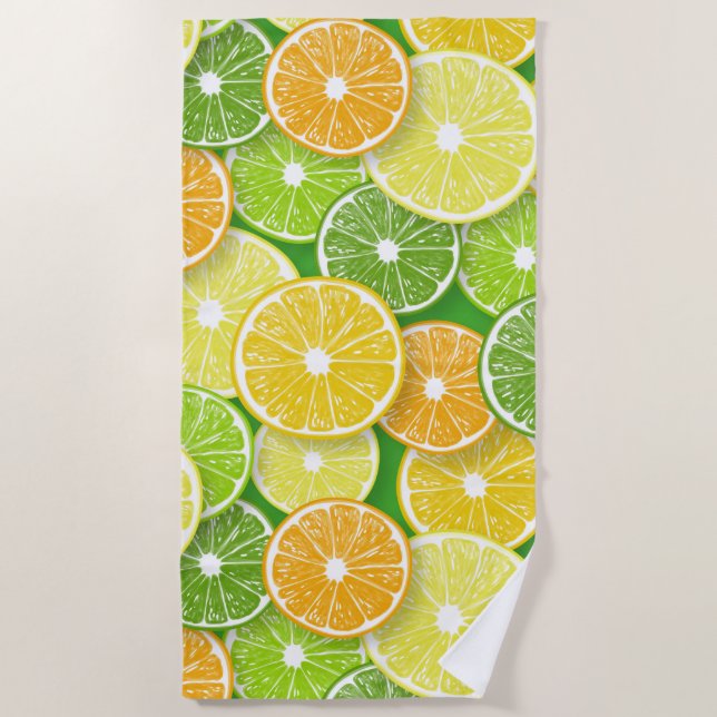 Citrus fruit slices pop art 3 beach towel (Front)