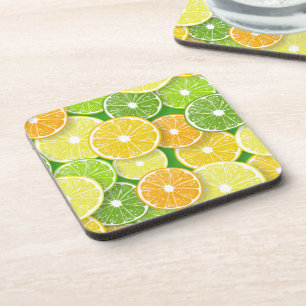 Citrus fruit slices pop art 3 coaster