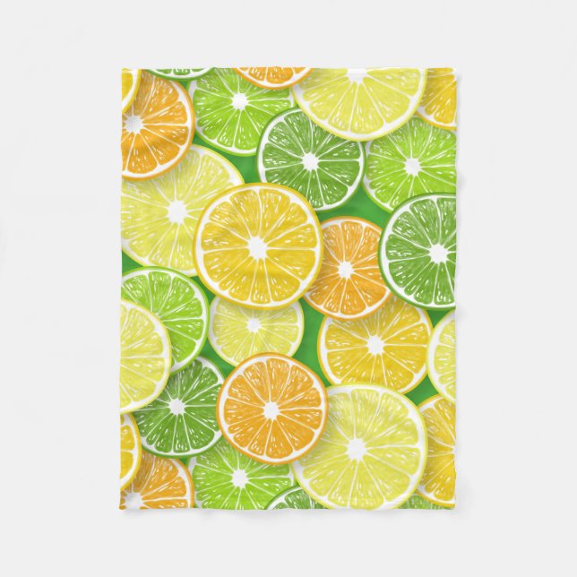 Citrus fruit slices pop art 3 fleece blanket (Front)