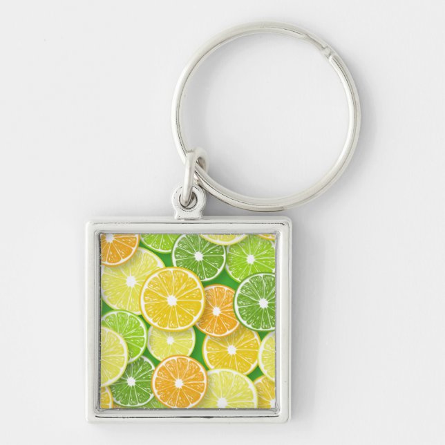 Citrus fruit slices pop art 3 key ring (Front)