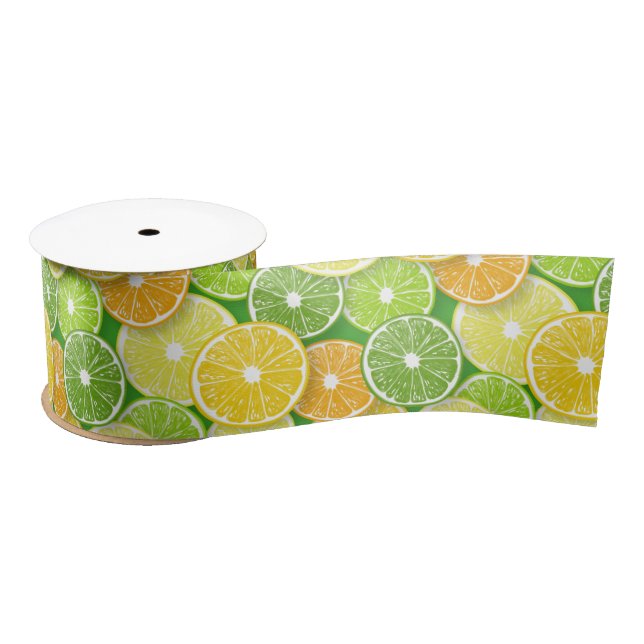 Citrus fruit slices pop art 3 satin ribbon (Spool)